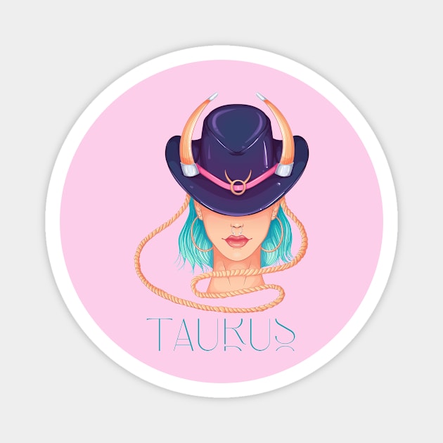 Taurus Zodiac Sign Beautiful Girl Magnet by Violete Designs